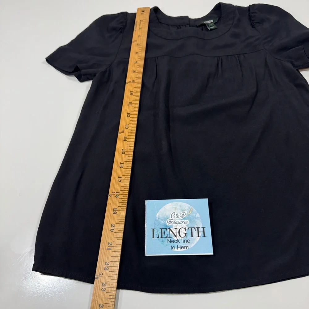 J Crew Women’s Black Puff Sleeve Short Sleeve‎ Blouse Size 2
